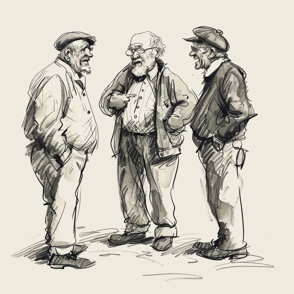 Master Dynamic Poses: Group Drawing Base Tips and References 16 old men chatting group base pose
