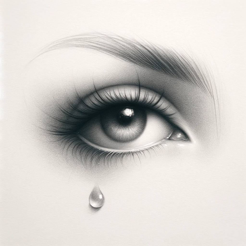 27 Cool Drawing Ideas of Eyes: From Realistic to Anime 11 a drawing of a romantic eye with Soft, with dreamy or teary look. Ideal for romantic scenes or characters.