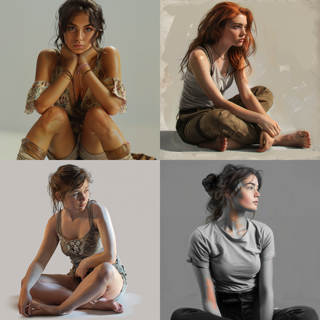 Master Figure Drawings Using Real Body Reference Poses 5 photorealistic reference poses of women sitting for artists
