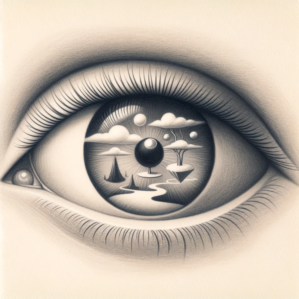 27 Cool Drawing Ideas of Eyes: From Realistic to Anime 27 surreal eye drawing with Dream-like, with impossible elements (e.g., eyes with landscapes inside). Fits surrealism.
