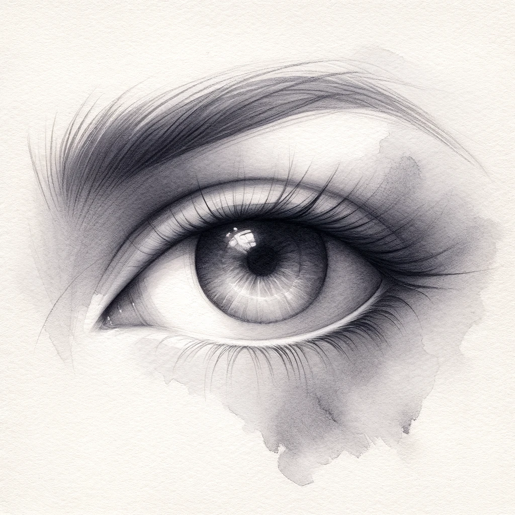27 Cool Drawing Ideas of Eyes: From Realistic to Anime 29 watercolor eye drawing made with Blended watercolor pencils, soft edges. Suitable for watercolor paintings.