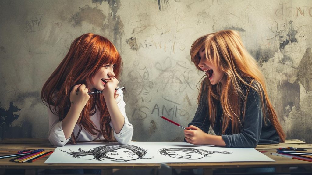 30+ Best Friend Drawing Ideas For Girls (Women, Teens and Preteens) 42 2 best friends drawing easy and having fun
