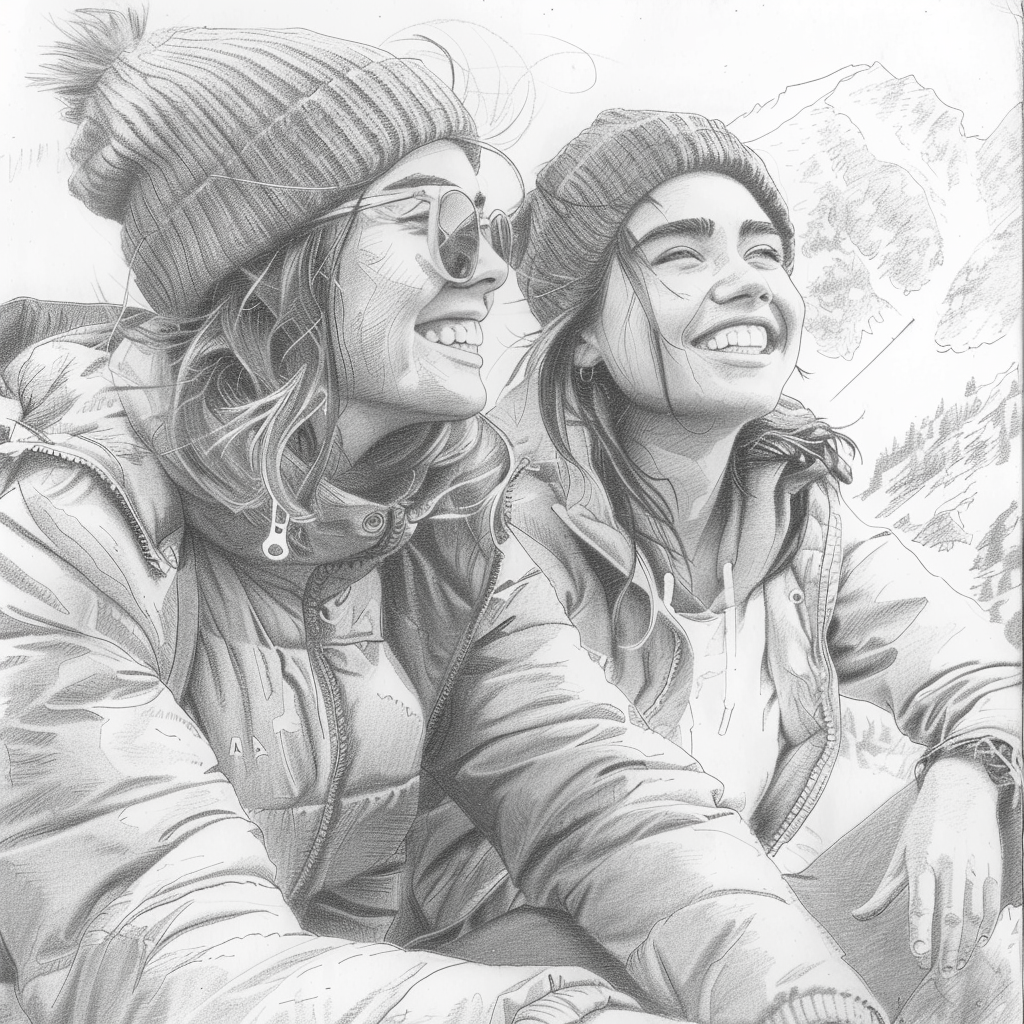 30+ Best Friend Drawing Ideas For Girls (Women, Teens and Preteens) 13 2 best friends drawing easy on an outdoor adventure