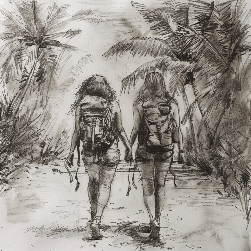 30+ Best Friend Drawing Ideas For Girls (Women, Teens and Preteens) 9 2 best friends drawing easy on vacation