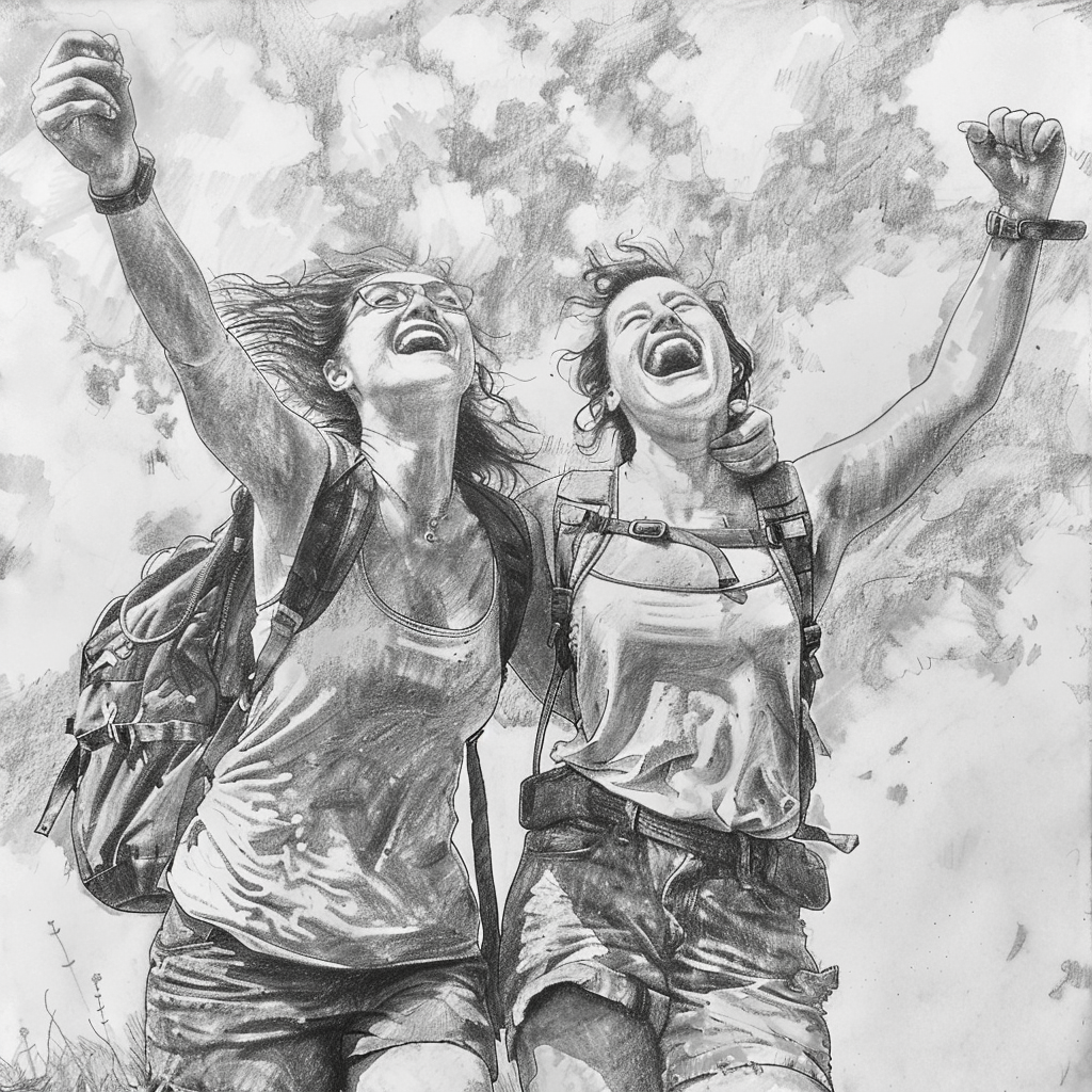 30+ Best Friend Drawing Ideas For Girls (Women, Teens and Preteens) 14 2 best friends drawing on an outdoor adventure
