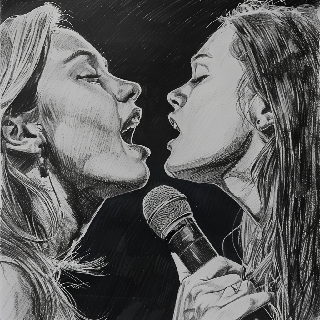 30+ Best Friend Drawing Ideas For Girls (Women, Teens and Preteens) 16 2 female best friends singing into a microphone