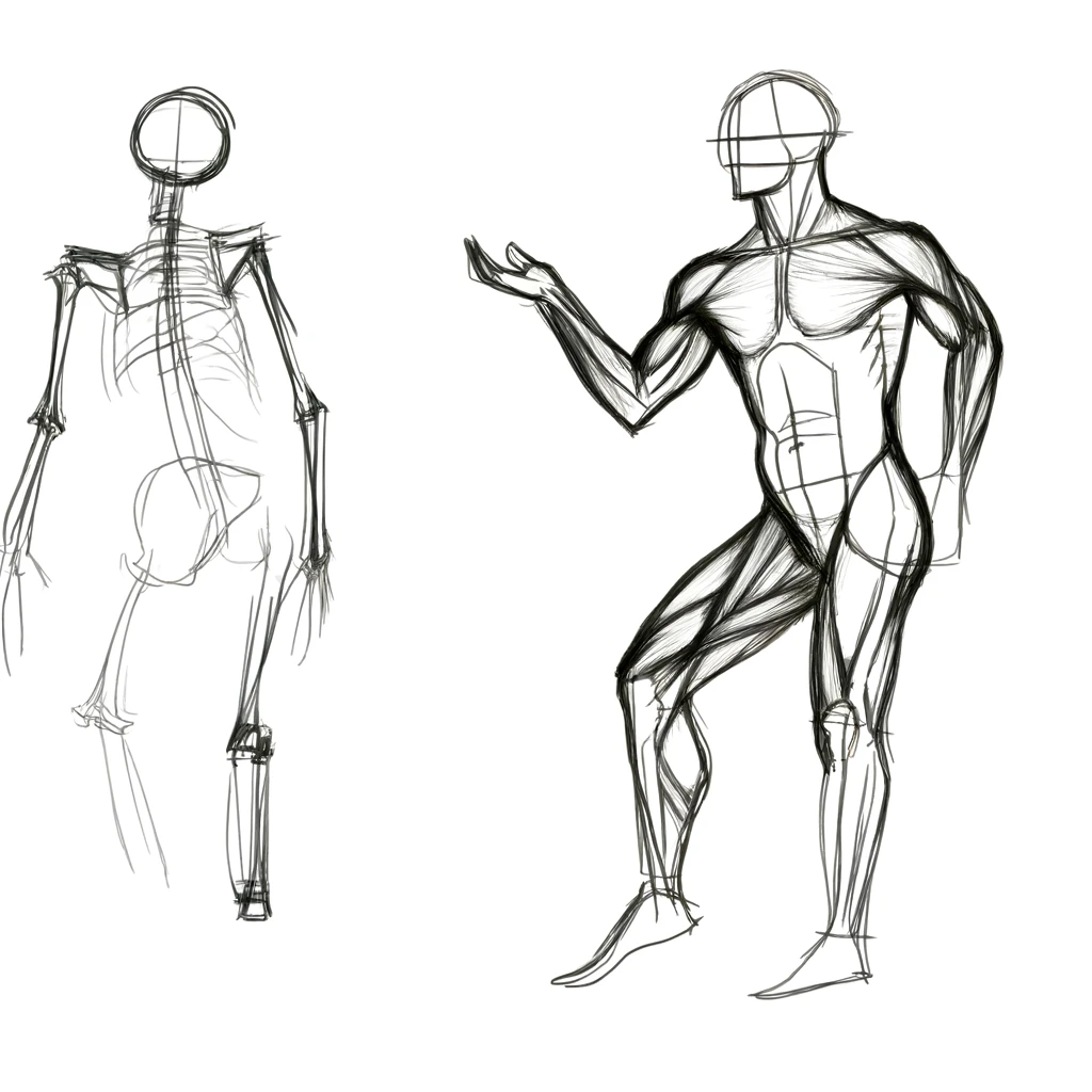 A Guide To Human Figure Drawing: Techniques, Challenges, and Practice Tips 9 adding muscles to human figure drawing