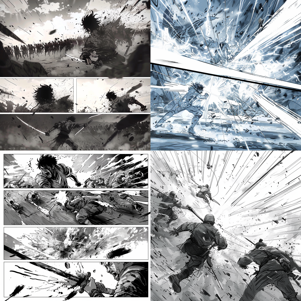 Ultimate Anime Drawing Ideas: Characters, Emotions & Dynamic Poses 23 anime battle scene in storyboard format