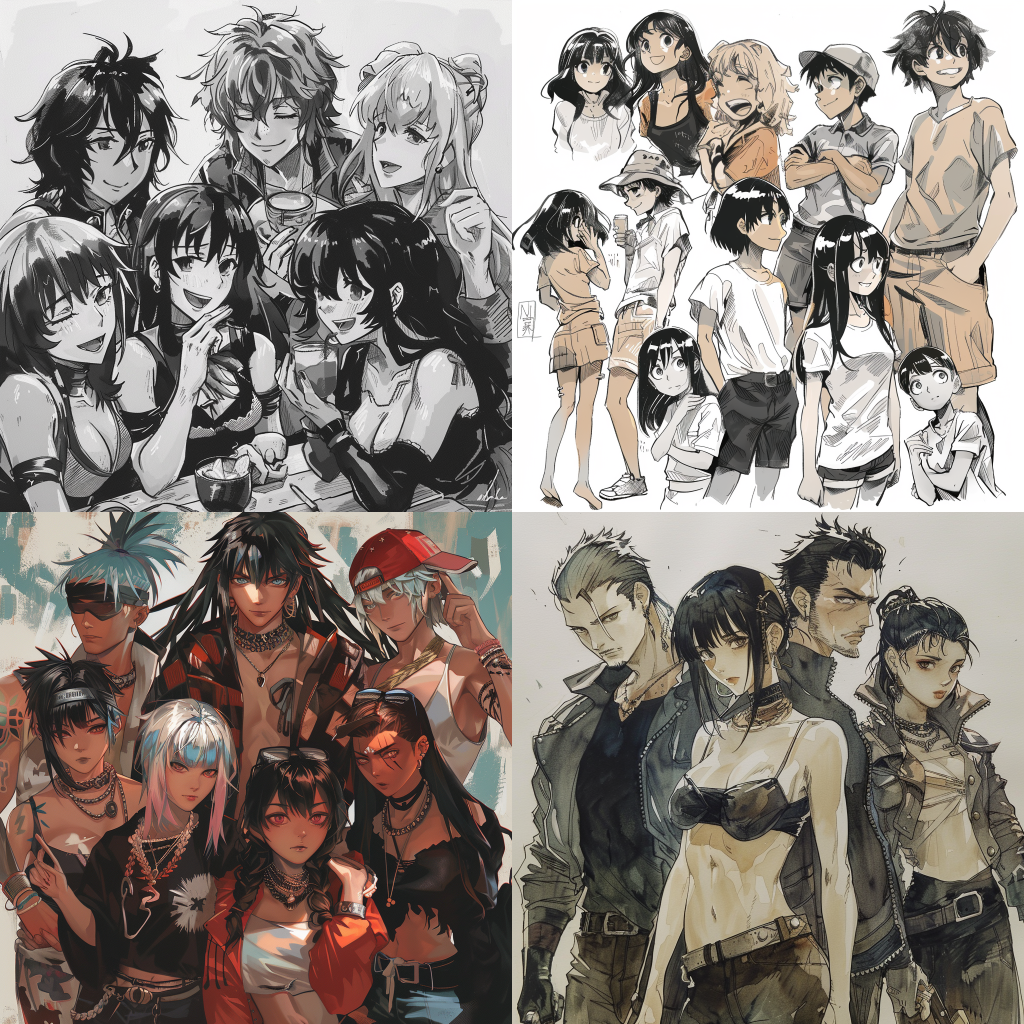 Ultimate Anime Drawing Ideas: Characters, Emotions & Dynamic Poses 12 anime group portrait