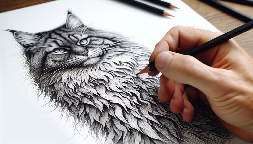 How To Outline a Drawing: Techniques For Perfect Outlining 7 artist outlining a drawing of a cat