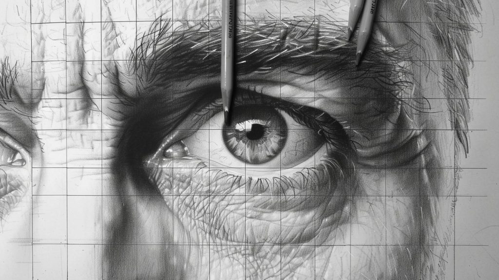 How To Outline a Drawing: Techniques For Perfect Outlining 9 artist using the grid method to outline a drawing