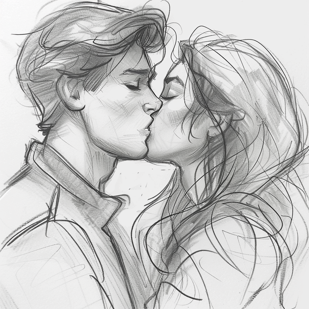 couple drawing ideas kissing