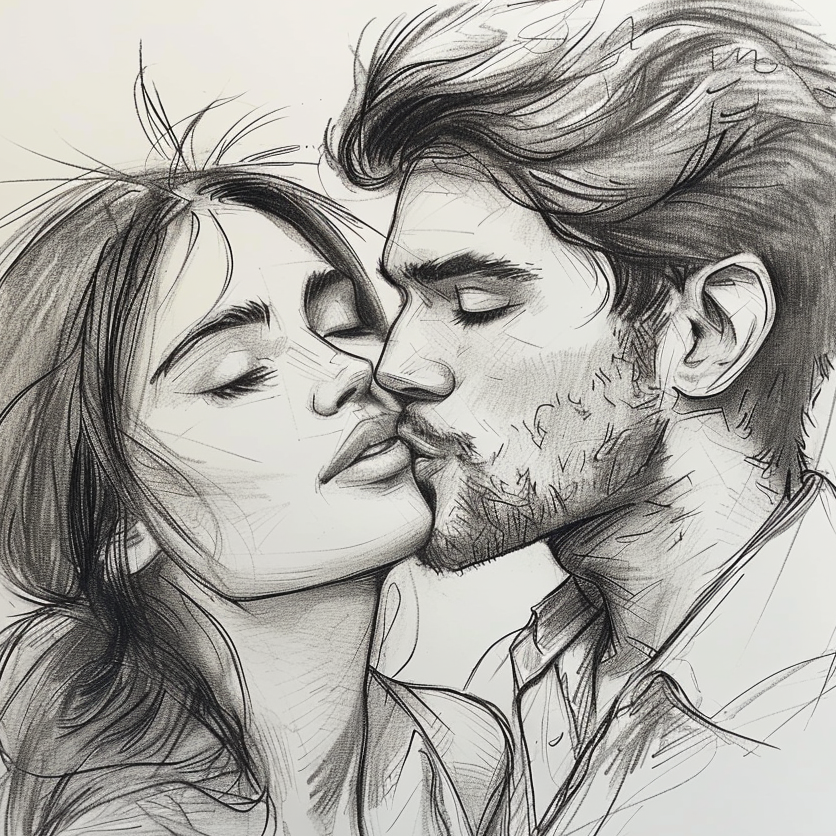 couple kissing drawing ideas