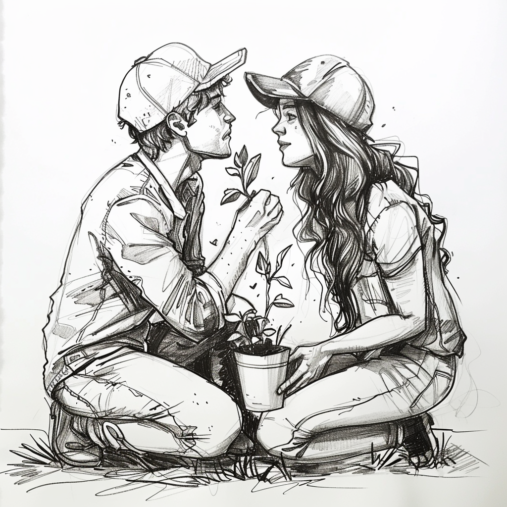 couple potting tree together