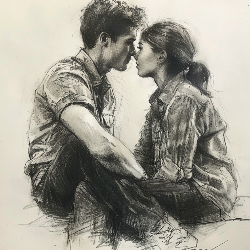 couple sitting together in love