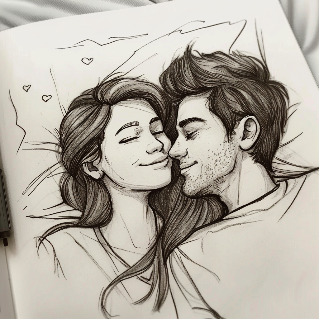 cute couple drawing