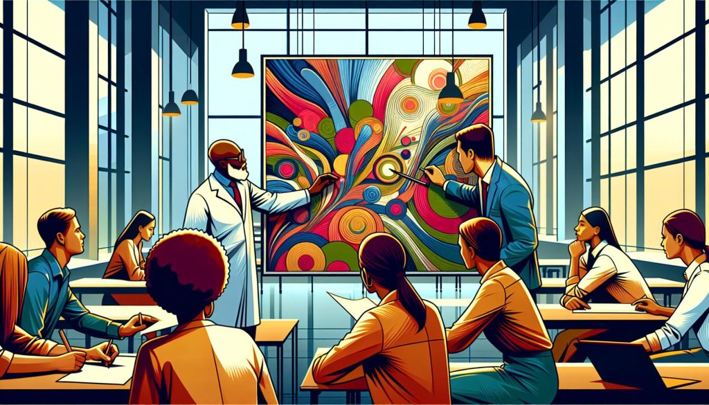 Enhance Art Skills with a Free Art Critique Worksheet by Wasted Talent Inc 4 discussing an artwork using an art critique worksheet in art class