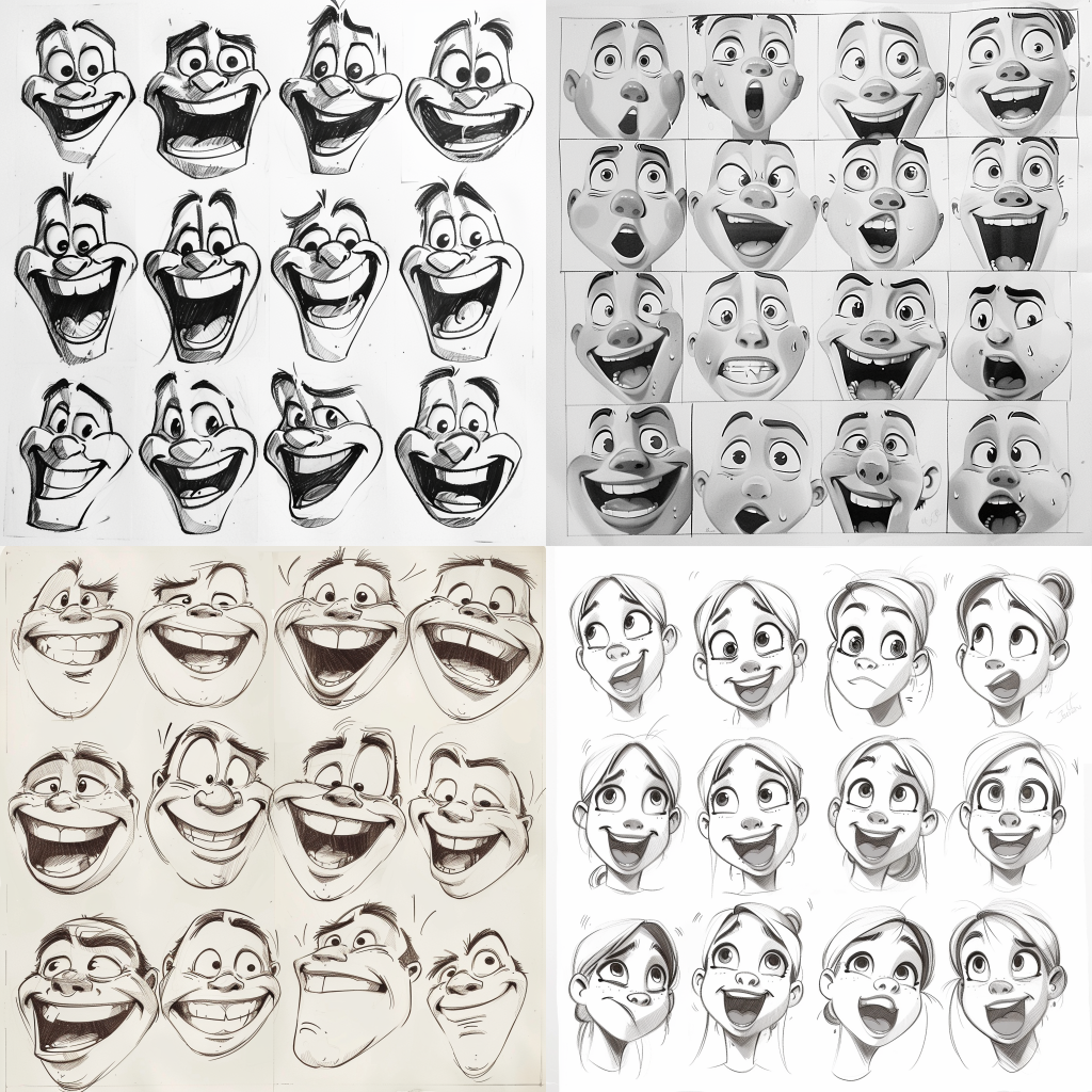 Ideas for Drawing Face Expressions: How To Draw Expressive Faces 2 a contact sheet of happy facial expressions to draw