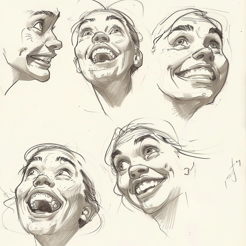 Ideas for Drawing Face Expressions: How To Draw Expressive Faces 1 a contact sheet of happy female facial expressions to draw