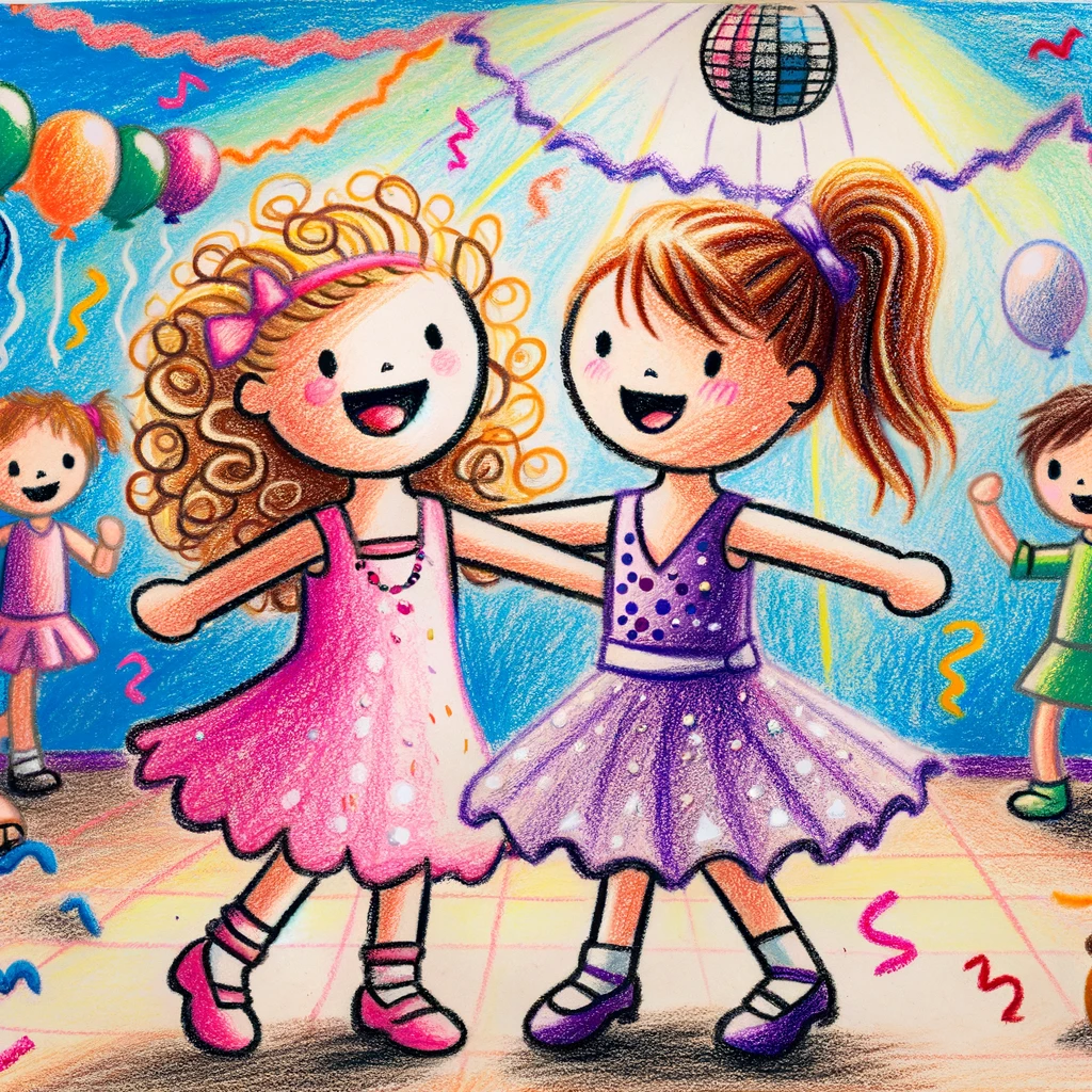 30+ Best Friend Drawing Ideas For Girls (Women, Teens and Preteens) 41 drawing of two friends at a dance party