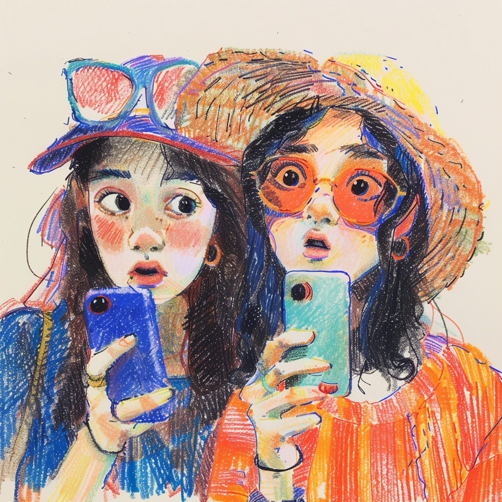 30+ Best Friend Drawing Ideas For Girls (Women, Teens and Preteens) 24 girls pretending to be social media stars