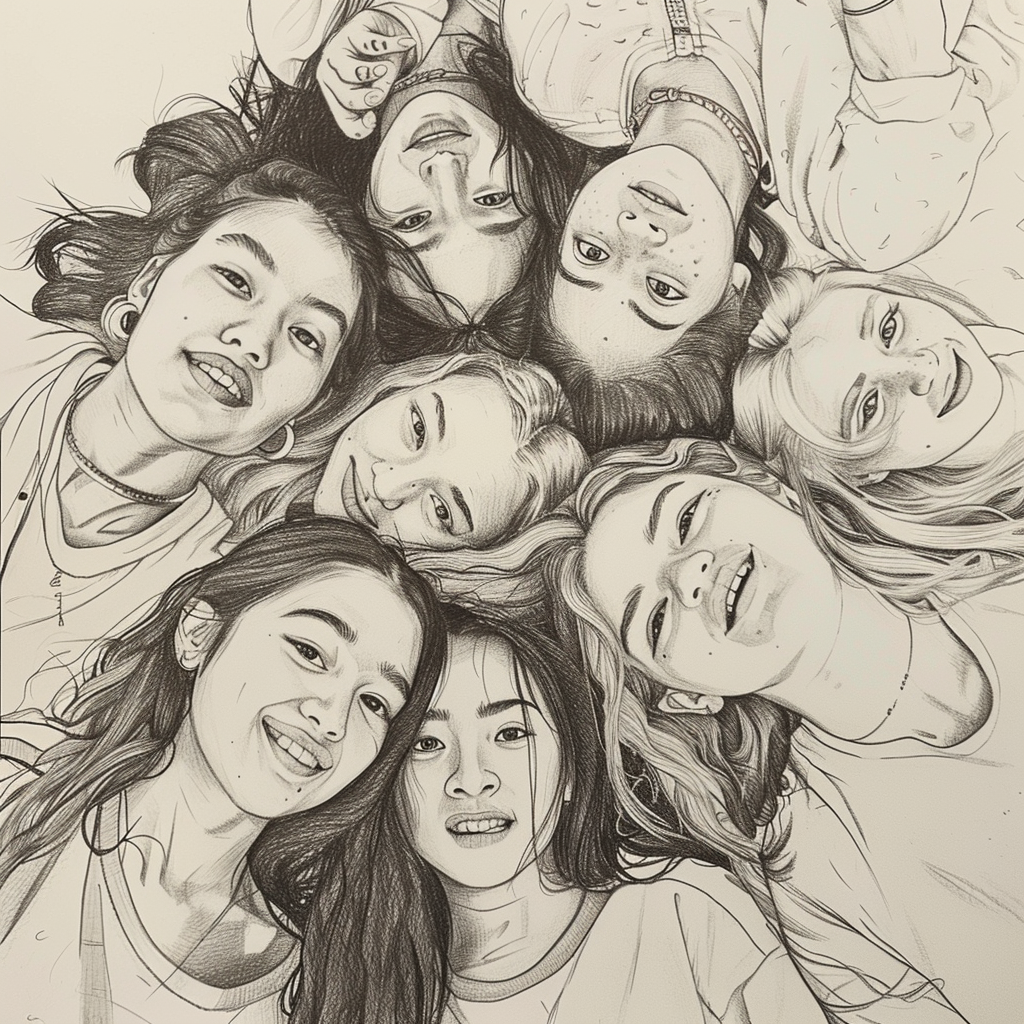 30+ Best Friend Drawing Ideas For Girls (Women, Teens and Preteens) 22 group of girls hanging out in school