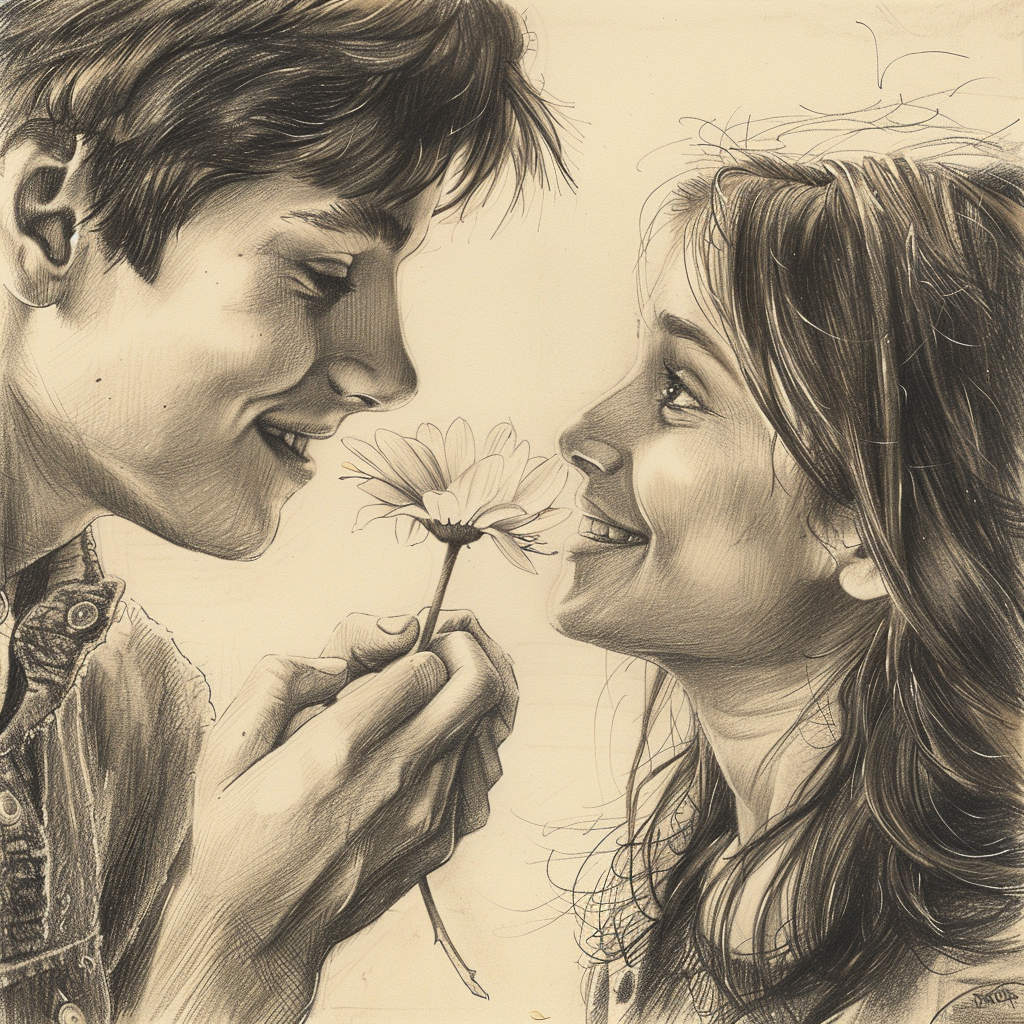 realistic couple drawing