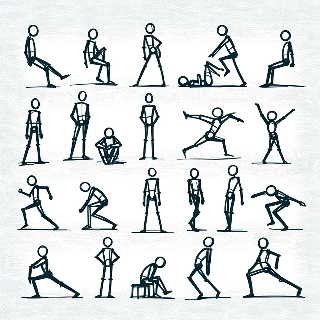A Guide To Human Figure Drawing: Techniques, Challenges, and Practice Tips 12 stick figures in various poses