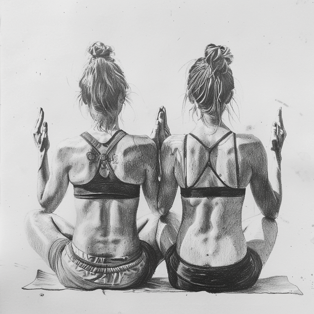30+ Best Friend Drawing Ideas For Girls (Women, Teens and Preteens) 17 two female friends doing yoga together