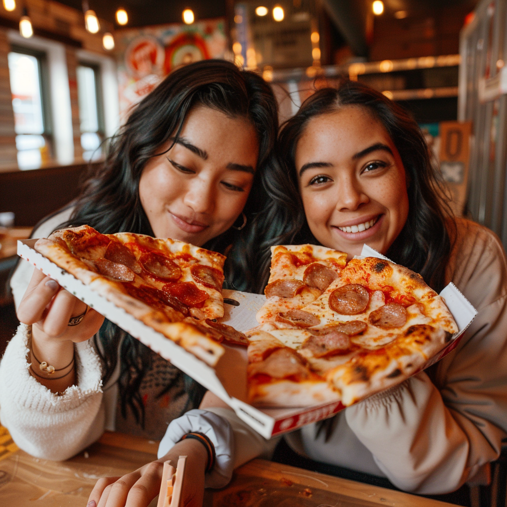 30+ Best Friend Drawing Ideas For Girls (Women, Teens and Preteens) 47 two girl friends eating pizza photo reference