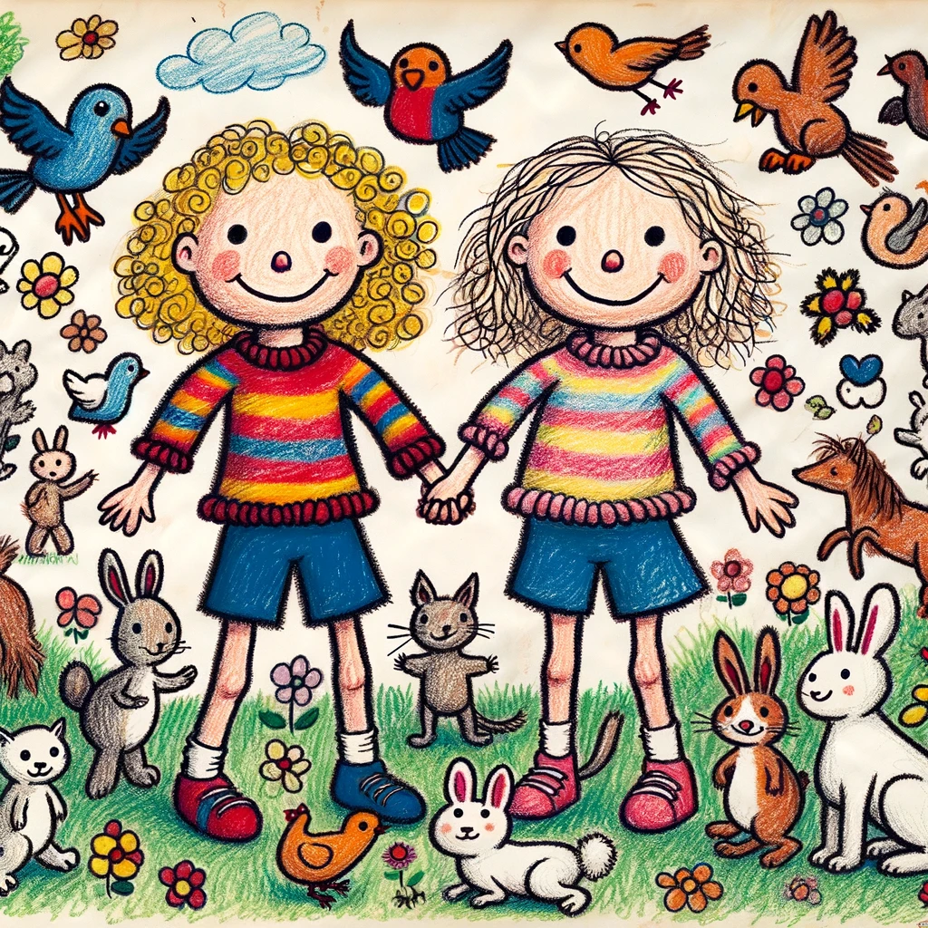 30+ Best Friend Drawing Ideas For Girls (Women, Teens and Preteens) 33 two preteen best friend girls surrounded by animals and birds