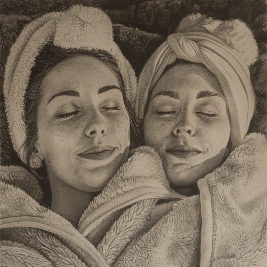 30+ Best Friend Drawing Ideas For Girls (Women, Teens and Preteens) 6 two women enjoying a spa day