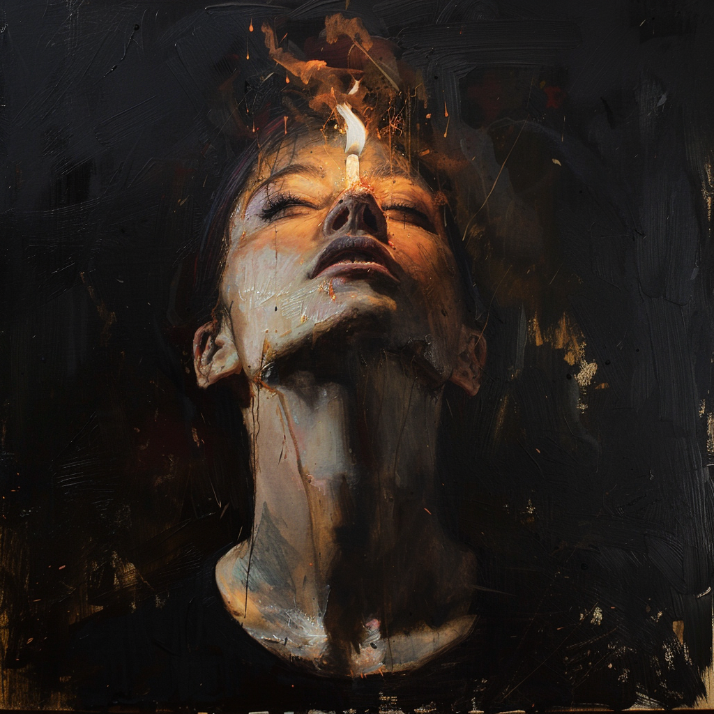 Creative Suffering Artwork Ideas to Express Deep Emotions 8 burning out - female artist suffering artwork idea