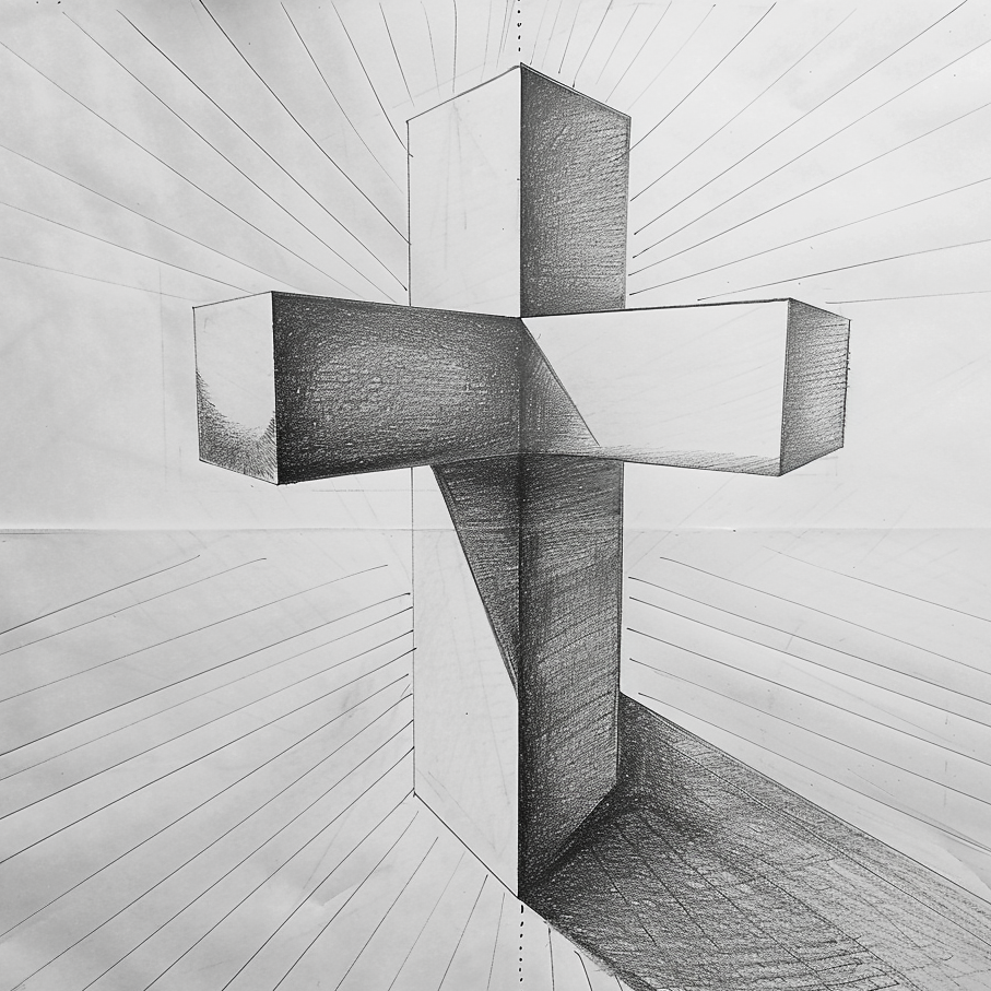 Master Three Point Perspective With This Step-by-Step Guide 17 drawing of a cross with 3 point perspective