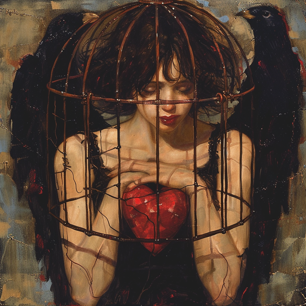 Creative Suffering Artwork Ideas to Express Deep Emotions 9 heart in a cage - female artist suffering artwork idea