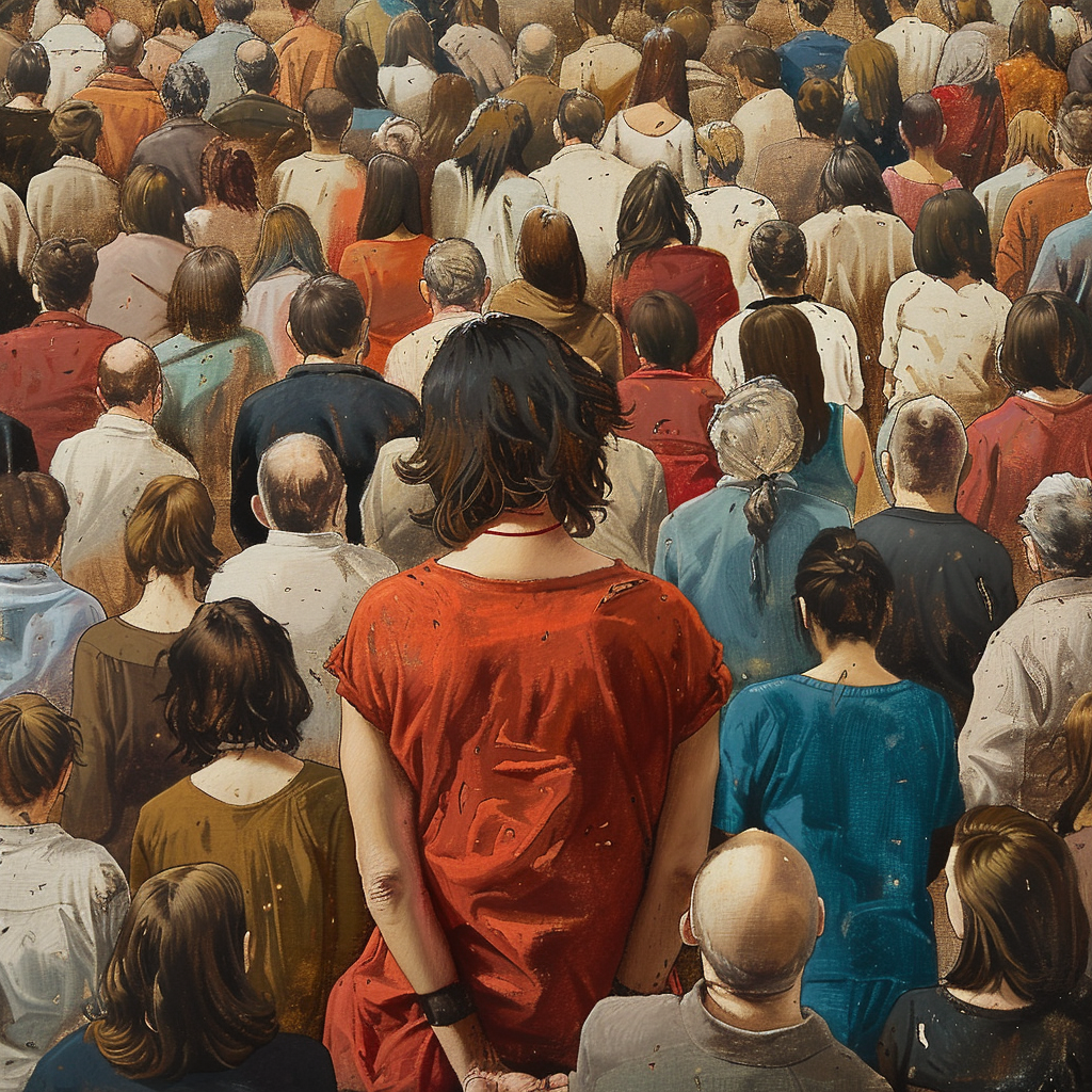 Creative Suffering Artwork Ideas to Express Deep Emotions 2 isolation in a crowd for suffering artwork ideas