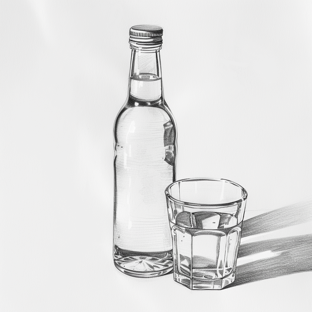 Here Are 14 Cool Object Drawing Ideas To Inspire You 3 object drawing ideas glass bottle and glass with water