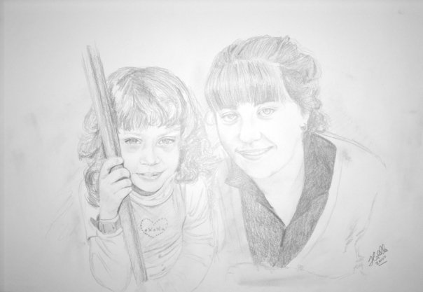 Perfect Hand Drawn Pencil Portraits From Photos: Prices, Advice & Tips 5 "Siena and Holly" - Double Portrait Pencil by Joseph Colella Wasted Talent Inc
