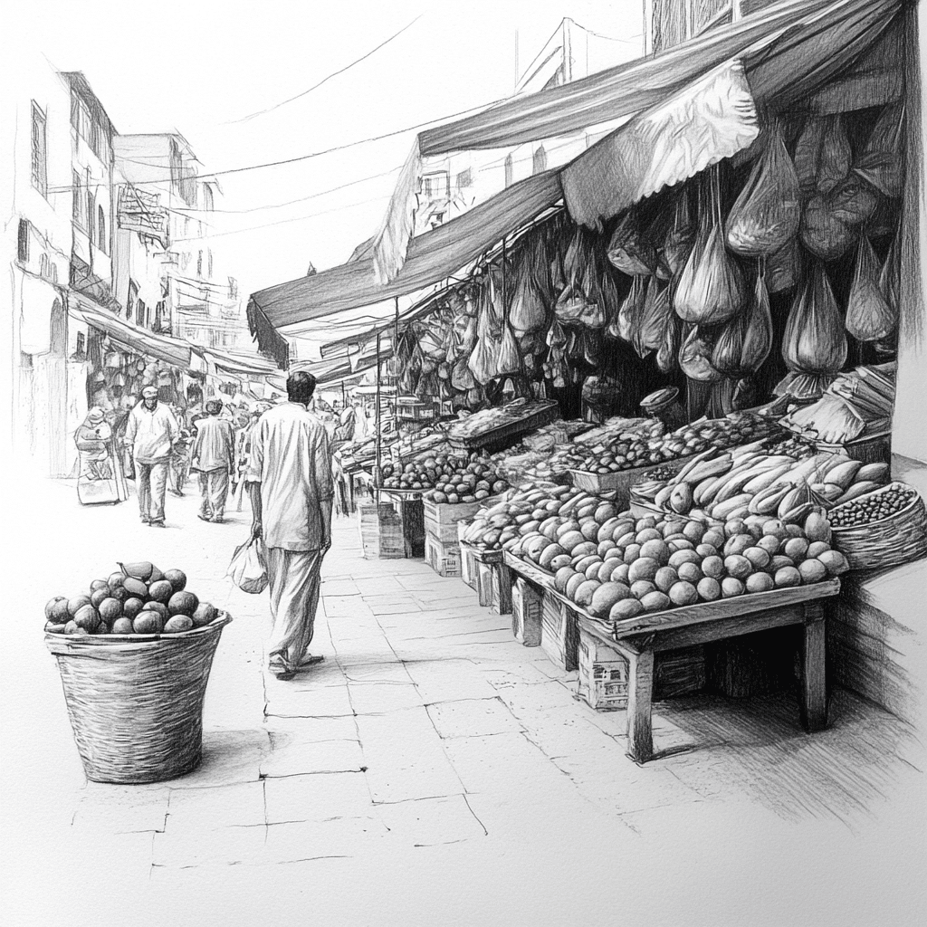 Over 30 Easy and Cool Aesthetic Drawing Ideas to Spark Creativity 12 Aesthetic Drawing Ideas of bustling market place