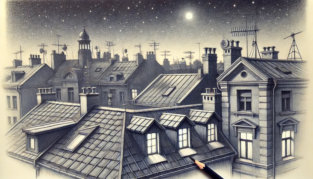 Over 30 Easy and Cool Aesthetic Drawing Ideas to Spark Creativity 10 Aesthetic Drawing Ideas rooftops at night