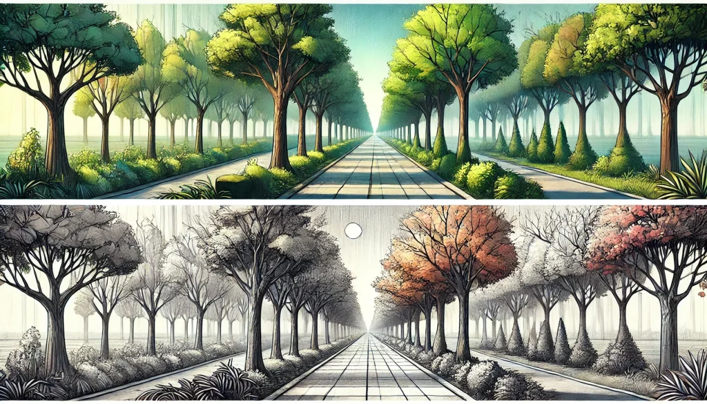 Over 30 Easy and Cool Aesthetic Drawing Ideas to Spark Creativity 3 Aesthetic Drawing Ideas trees 1 point perspective