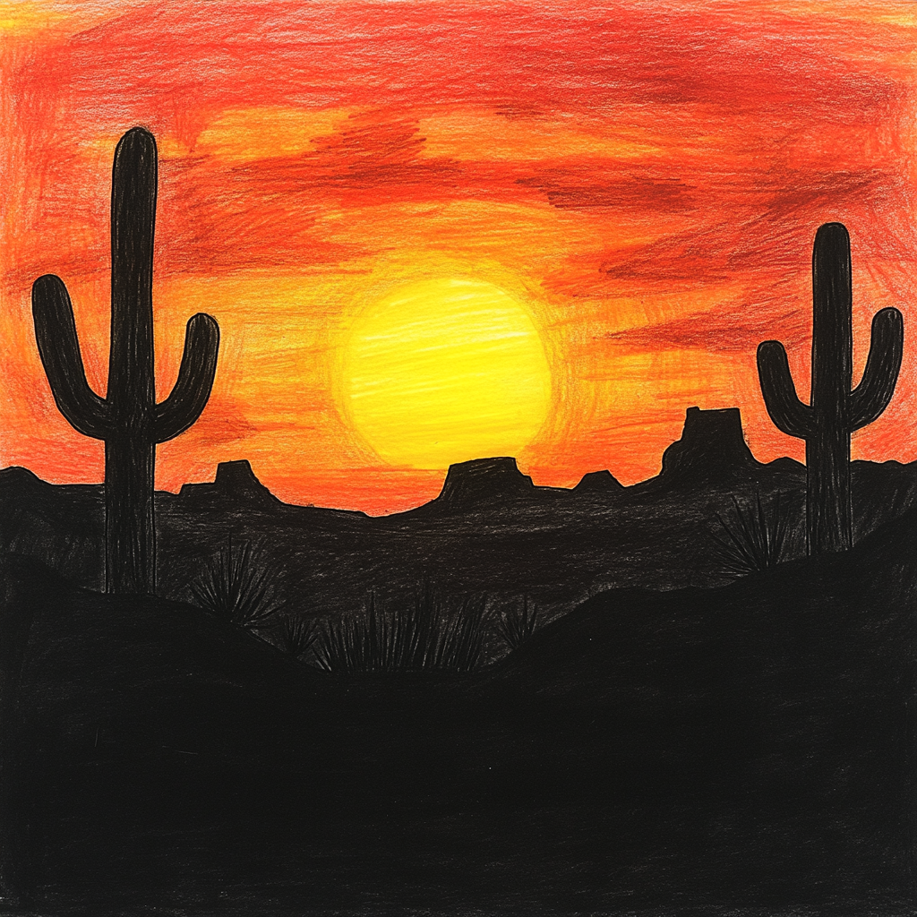 Over 30 Easy and Cool Aesthetic Drawing Ideas to Spark Creativity 5 Simple Silhouettes: A desert sunset has amazing colors.