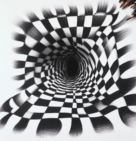 Over 30 Easy and Cool Aesthetic Drawing Ideas to Spark Creativity 16 checkerboard pattern optical illusion drawing