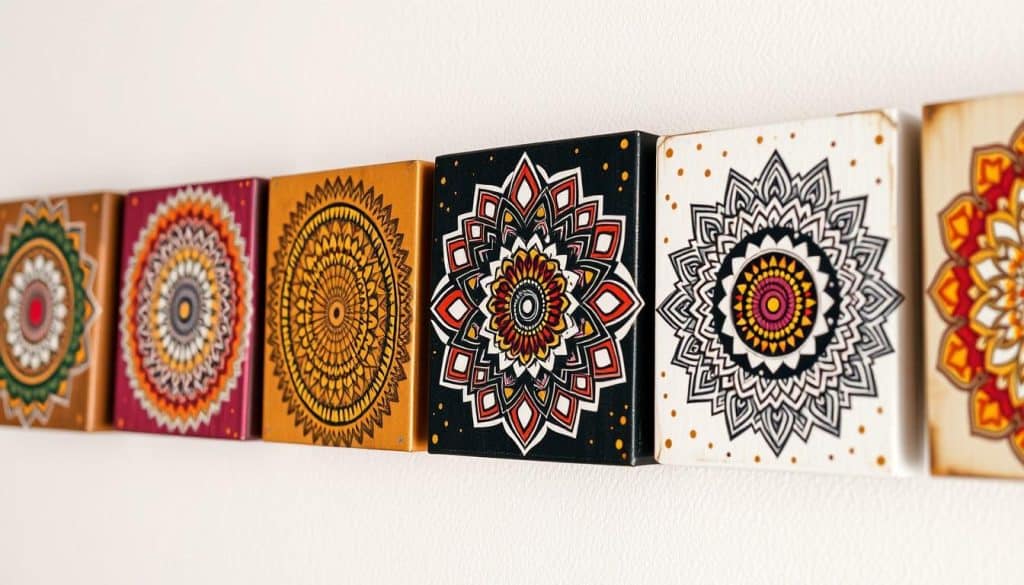 47 Easy Small Canvas Painting Ideas for Beginners 4 a row of mandala design mini canvas painting