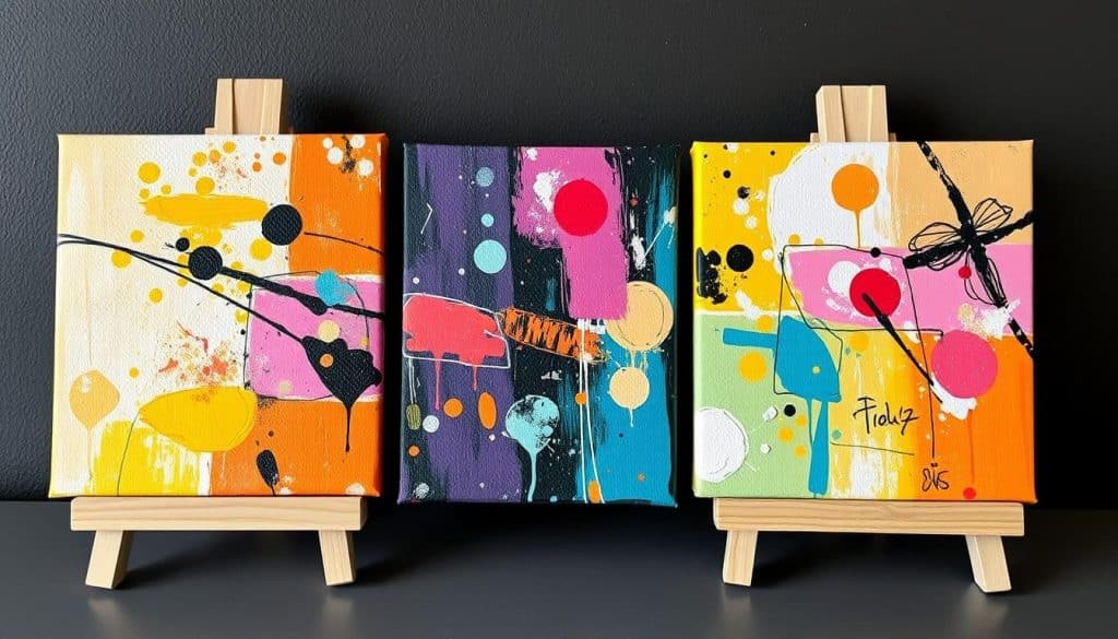 47 Easy Small Canvas Painting Ideas for Beginners 7 abstract design mini canvas paintings