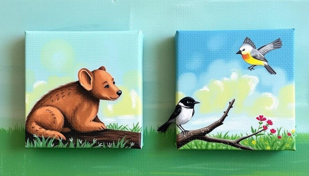 47 Easy Small Canvas Painting Ideas for Beginners 13 animal design mini canvas paintings