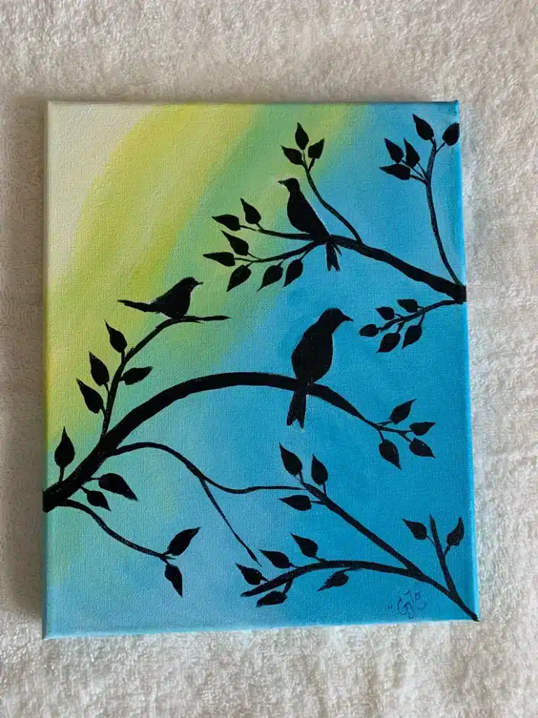 47 Easy Small Canvas Painting Ideas for Beginners 17 bird silhouette painting on small canvas