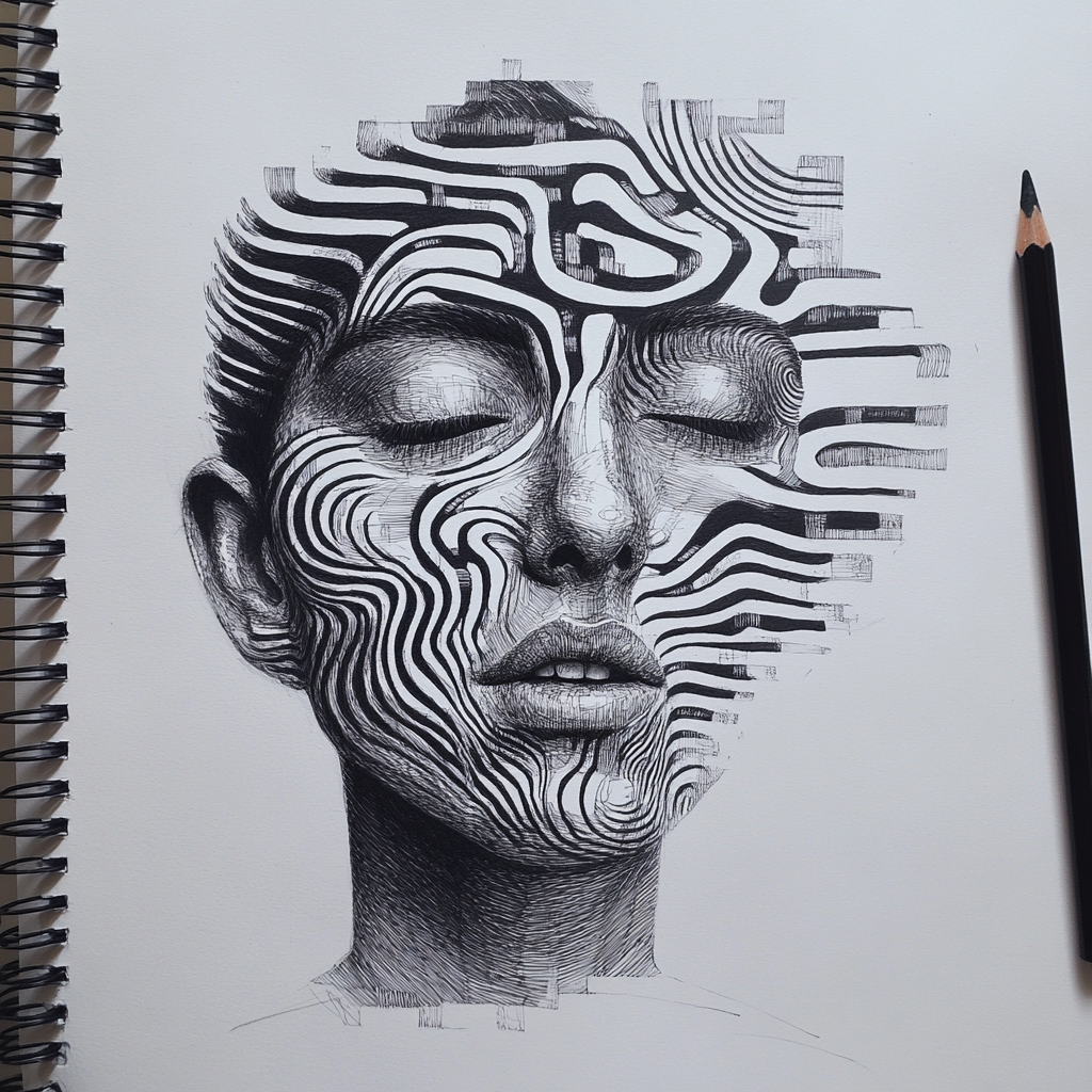 Over 30 Easy and Cool Aesthetic Drawing Ideas to Spark Creativity 18 Optical illusion drawing of a face
