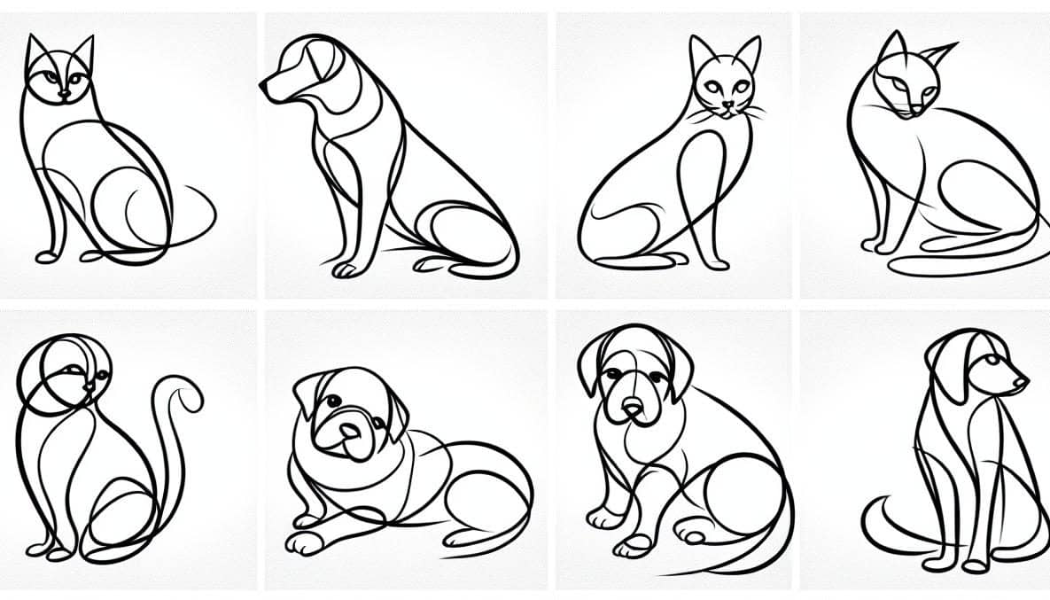 Simple Line Art Drawing Ideas: Easy Inspiration for All Artists 8 line art drawings of animals like cats and dogs