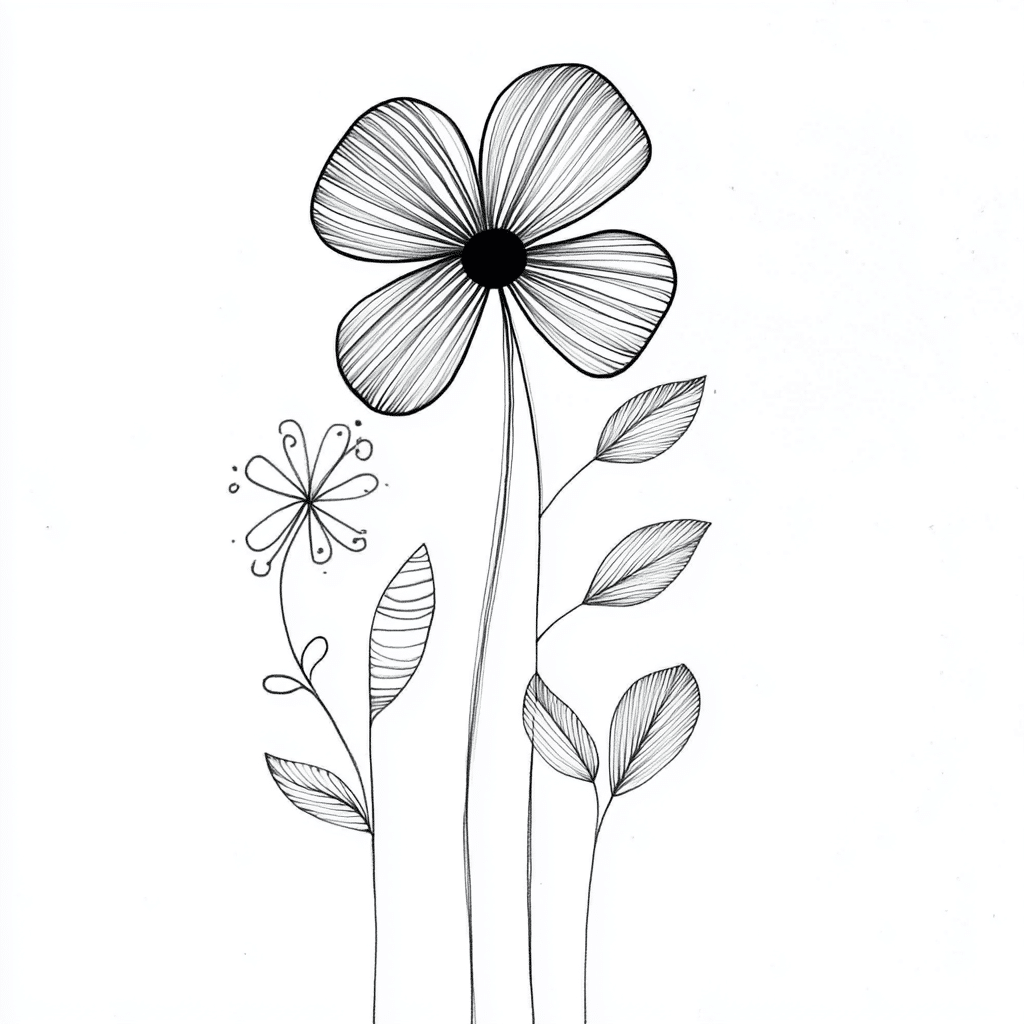 Simple Line Art Drawing Ideas: Easy Inspiration for All Artists 3 minimalist line flower drawing